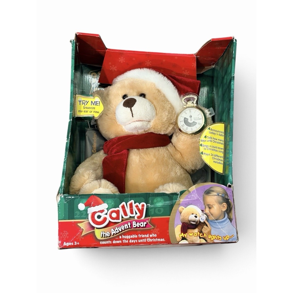 Cally the Talking Advent Bear Countdown To Christmas Day New Box Shows Wear
